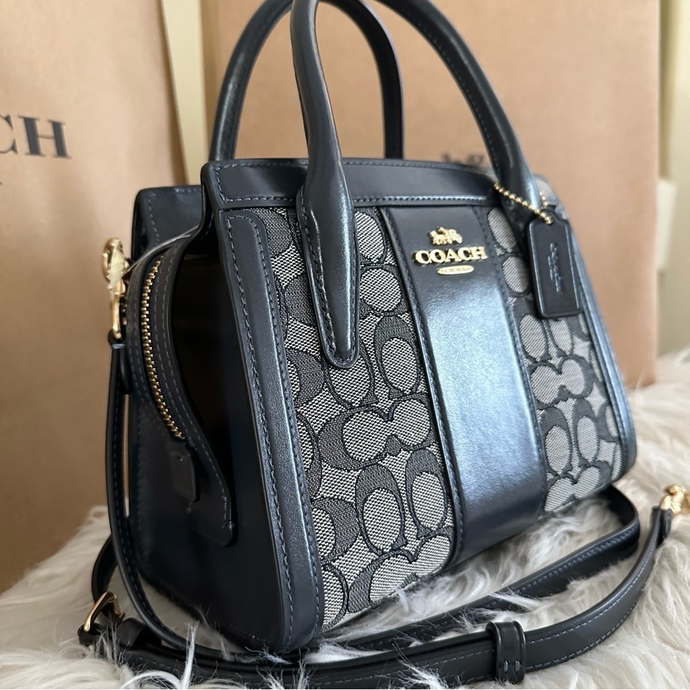 New Coach Andrea Carryall Bag In Signature Jacquard satchel bag - Picture 11 of 15
